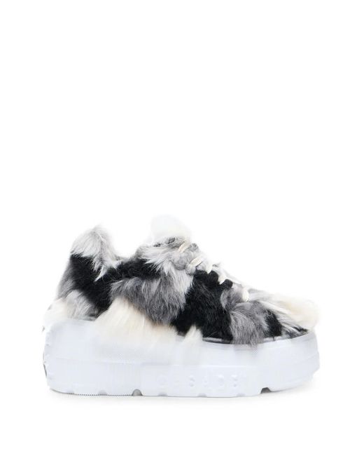 Casadei White Nexus Husky Faux-Fur Sneakers