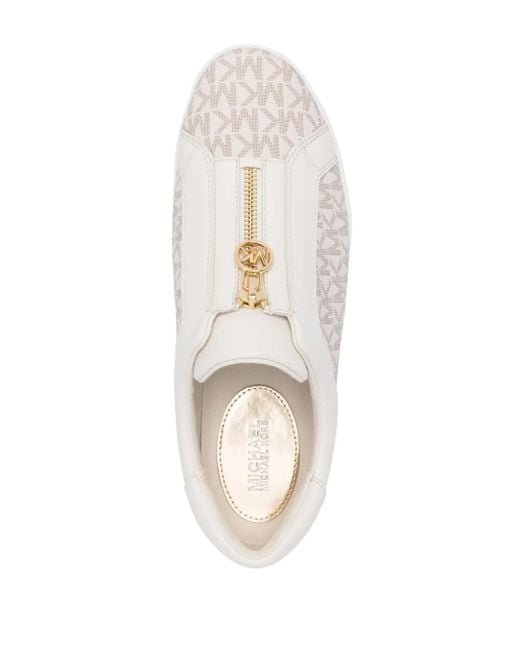 MICHAEL Michael Kors White Mk Keaton Signature Logo Zip-Up Trainers