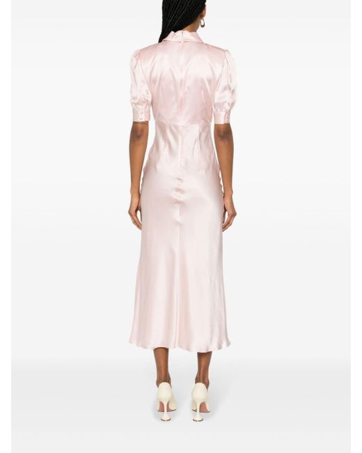 Alessandra Rich Satijnen Midi-jurk in het Pink