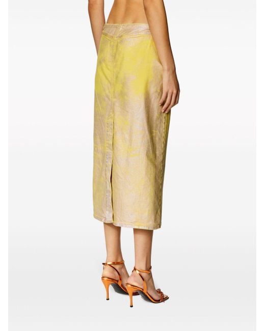 DIESEL Yellow De-pra-s2 Laminated Midi Skirt