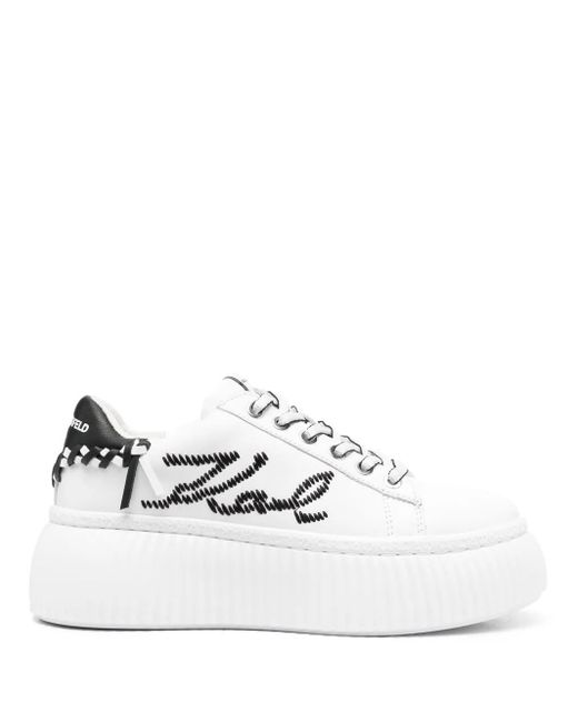 Karl Lagerfeld Sneakers Met Geborduurd Logo in het White