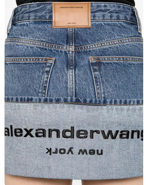 Alexander Wang Blue Light Denim Mini Skirt With Flap