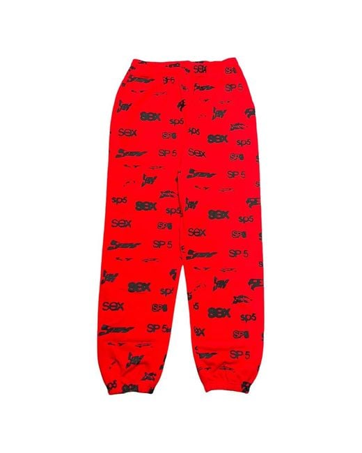 Sp5der Red Pantalon De Jogging À Logo Imprimé for men