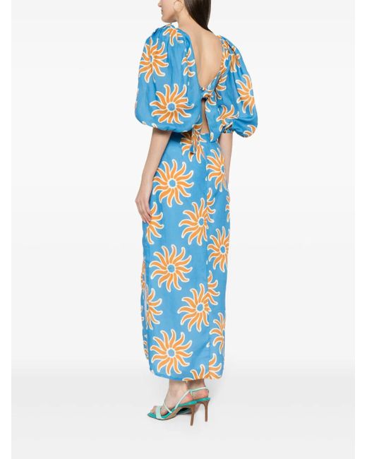 Abito Con Stampa Grafica Timbiqui di Cala De La Cruz in Blue