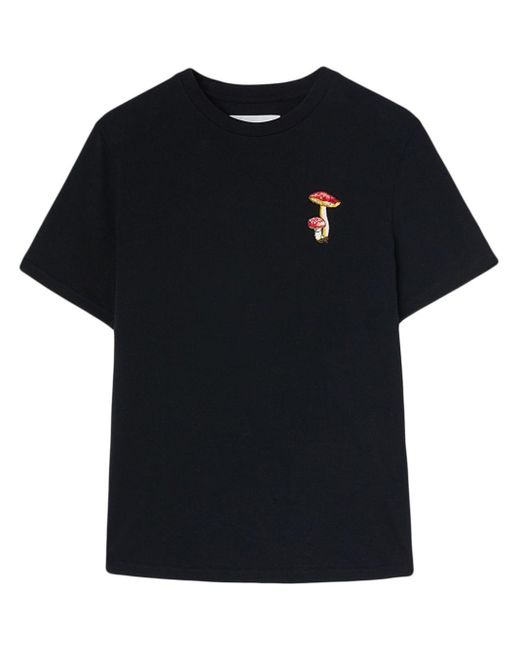 T-shirt en coton à motif brodé Jil Sander en coloris Black