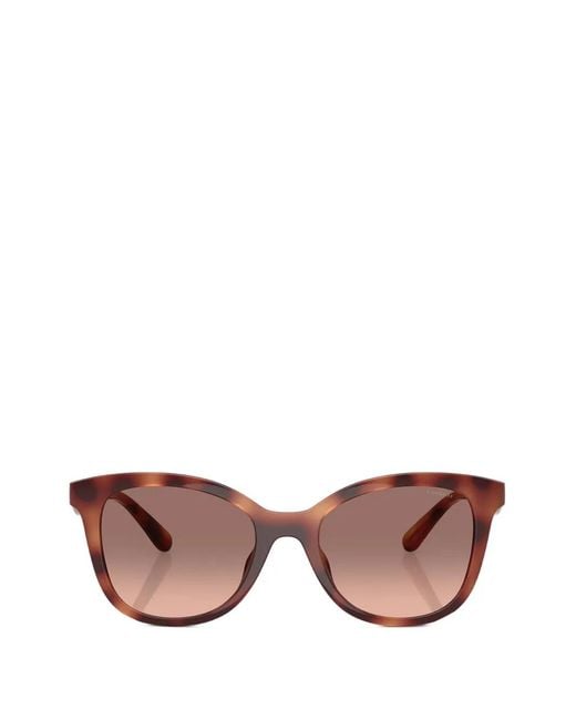 COACH Pink Tortoiseshell-Effect Logo-Plaque Sunglasses