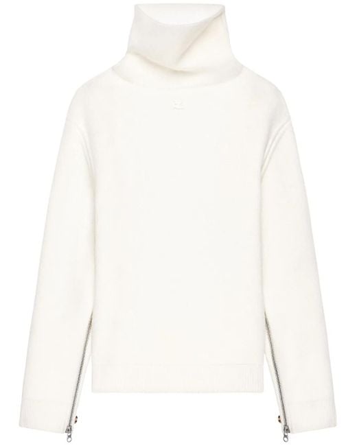 Courreges White Oversized Mock-Neck Sweater