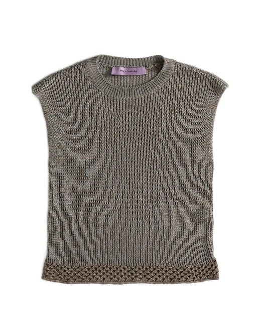 MACCAPANI Gray Giuly Round-Neck Top