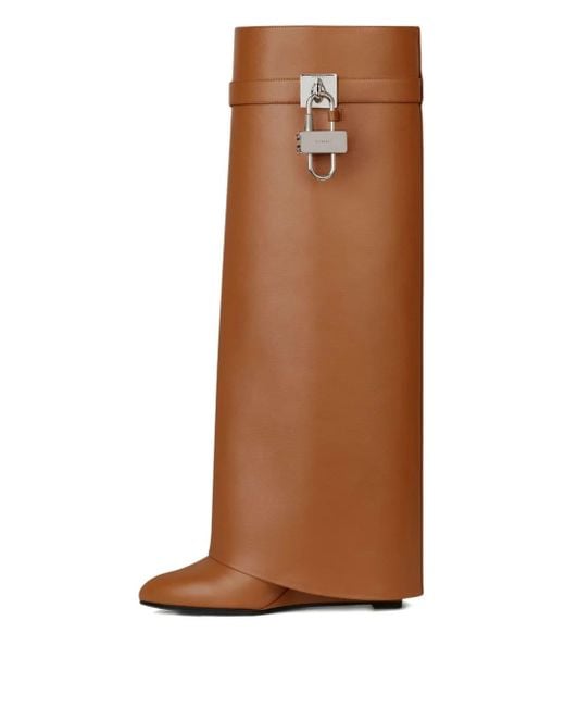 Bottines En Cuir À Détail De Cadenas Givenchy en coloris Brown