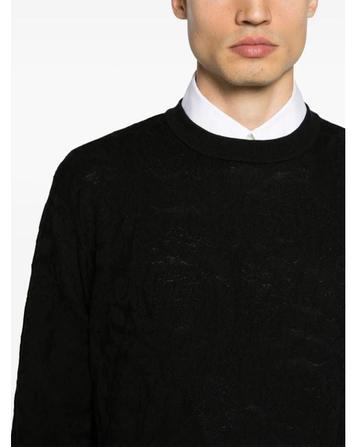Versace Black Jacquard Silk-Cotton Knit Sweater for men
