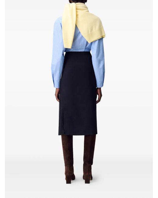 Claudie Pierlot Black Pleated-Panel Midi Skirt