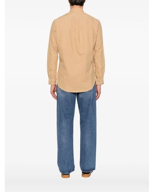 Polo Ralph Lauren Natural Logo-Embroidered Button-Down Shirt for men