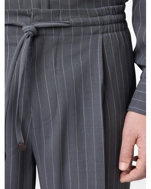 Tod's Blue Pinstripe-Pattern Drawstring Trousers for men