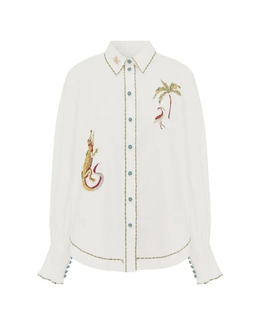 ALÉMAIS White Chemise Camelia À Ornements