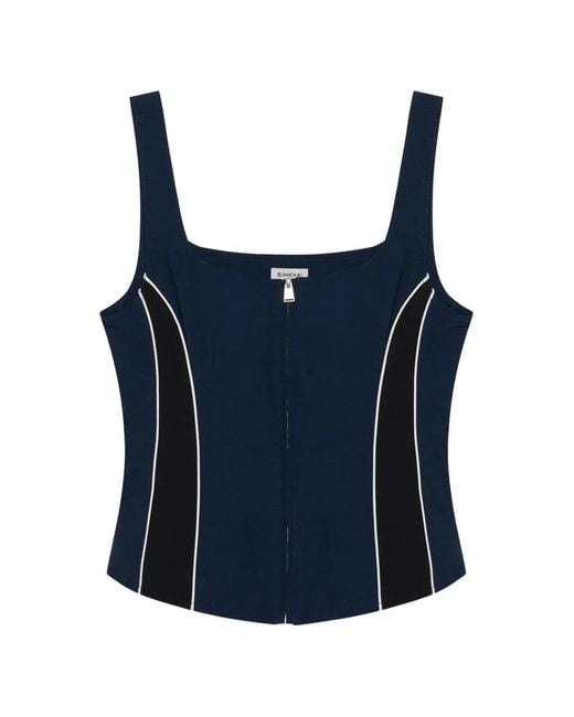 Jonathan Simkhai Blue Aya Contrast-Panel Top