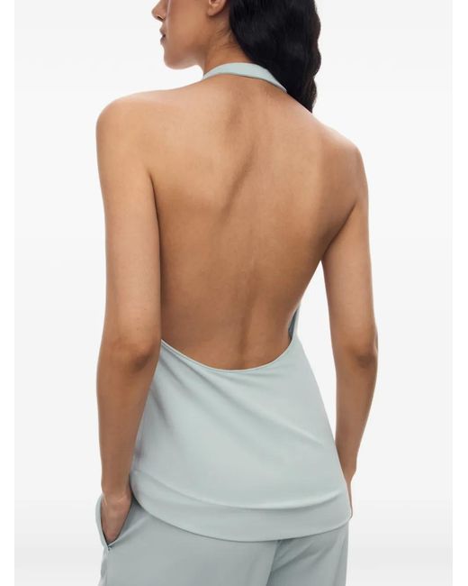 12 STOREEZ Blue Cannes Cowl-Neck Backless Top