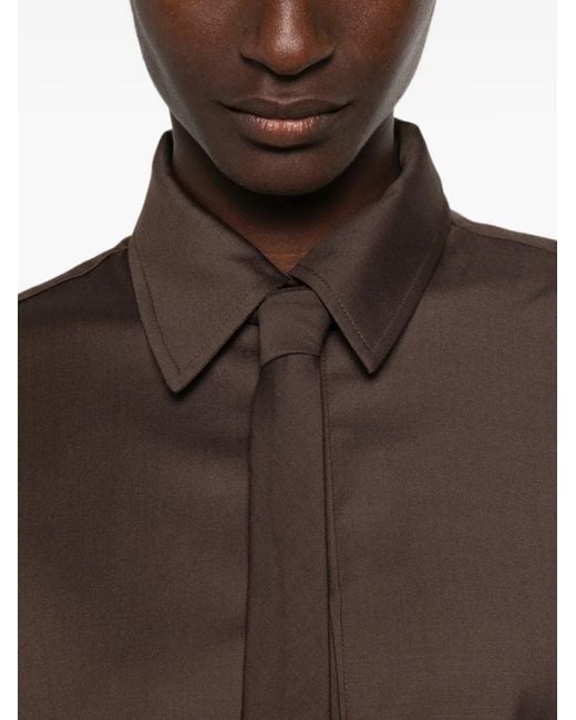 Frankie Shop Brown Peri Button-Fastening Long-Sleeve Shirt