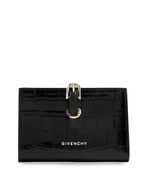 Givenchy Black Croc-Effect Buckle-Fastening Wallet