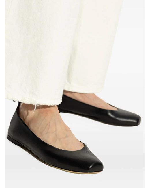 Emporio Armani Black Leather Ballerina Shoes