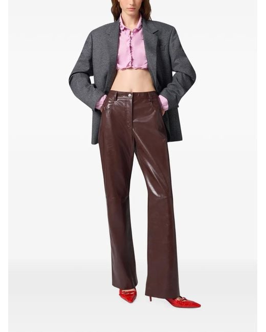MSGM Pink Cropped Gathered Shirt