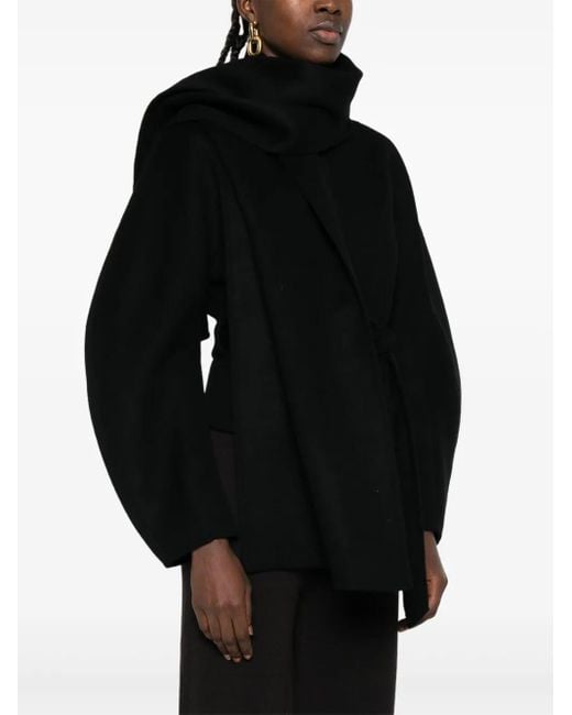 P.A.R.O.S.H. Black Button-Fastening Belted Jacket