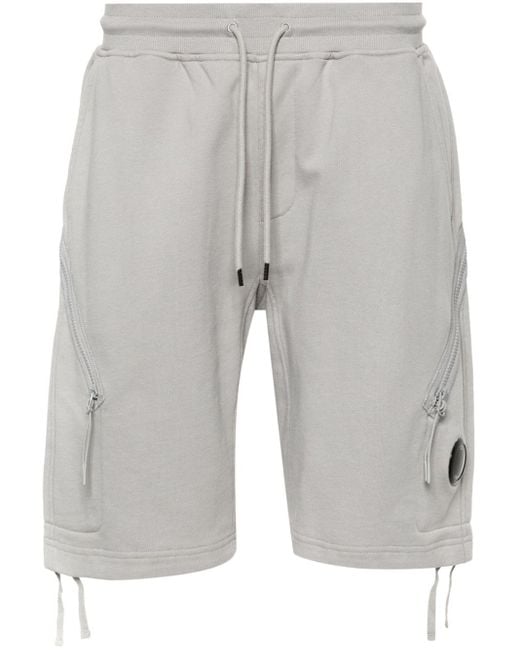 C P Company Gray Lens-detail Cotton Track Shorts for men