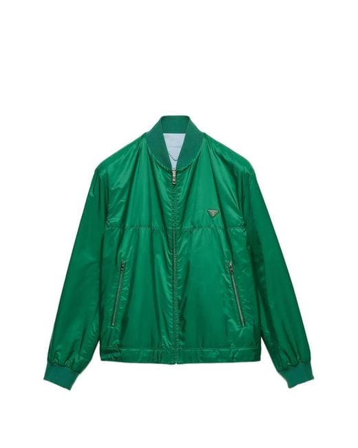 Prada Green Reversible Re-Nylon Bomber Jacket for men