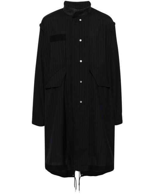 Sacai Black Striped Single-breasted Coat for men