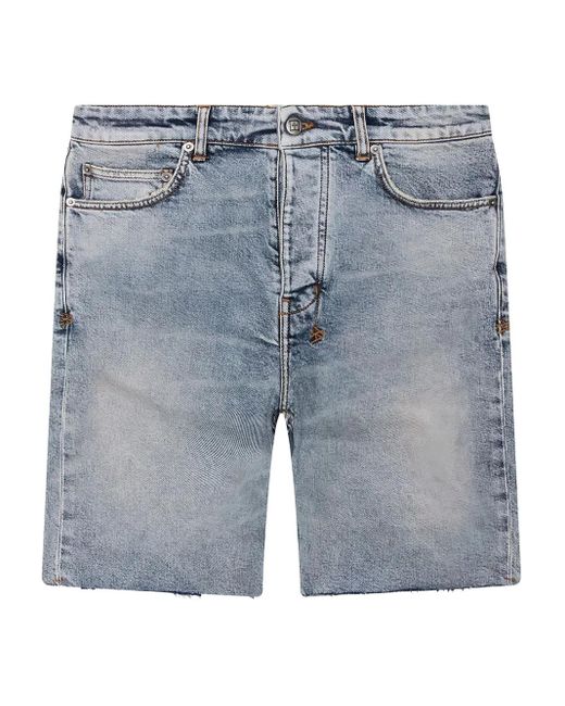 Ksubi Blue Chopper Frayed-Hem Shorts for men
