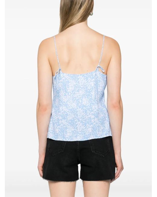 Calvin Klein Blue Floral-Print Crepe Blouse