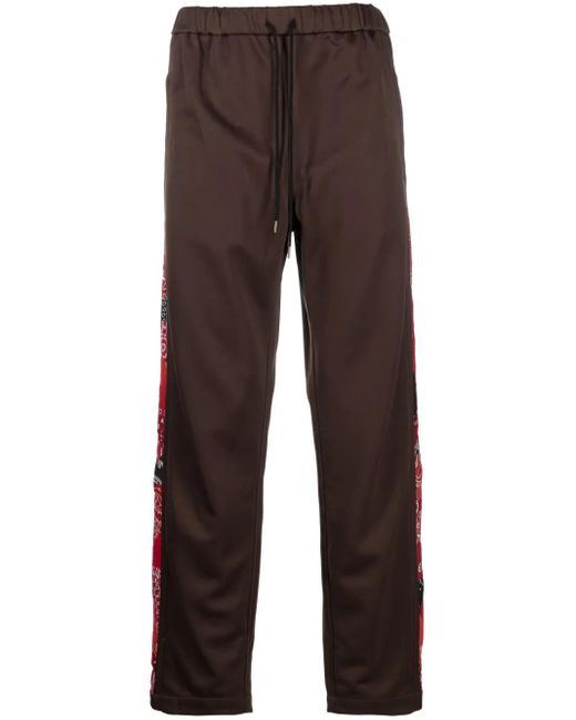 Children of the discordance Brown Bandana-Panel Track Pants for men