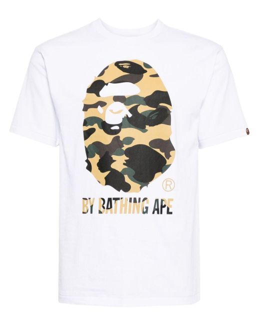 Camiseta con estampado Camo Big Ape A Bathing Ape de hombre de color White
