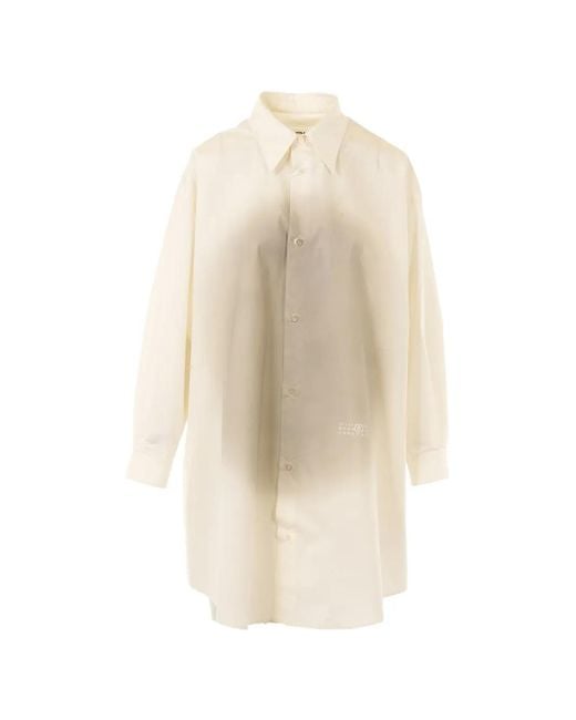 MM6 by Maison Margiela White Long-Sleeve Shirt Mini Dress