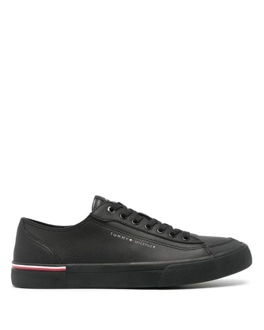 Tommy Hilfiger Black Logo-Print Sneakers for men