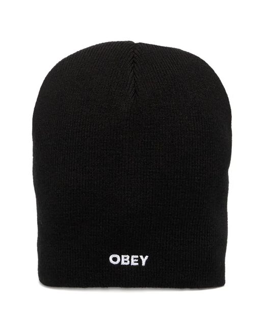 Obey Black Bold King Logo-Embroidered Beanie Hat