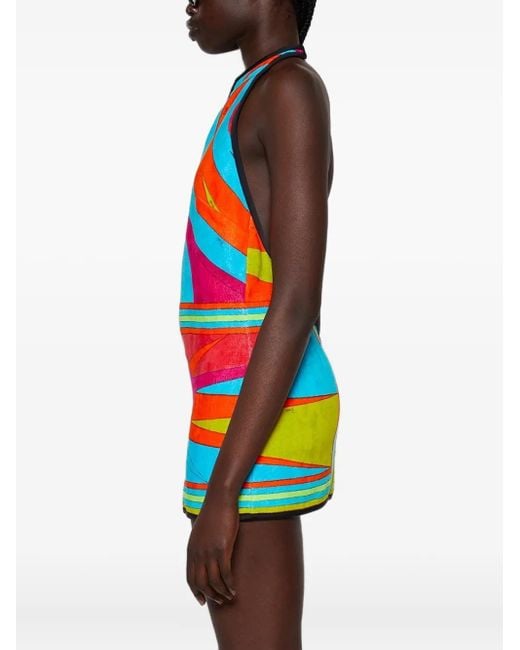 Emilio Pucci Red Printed Halterneck Mini Dress