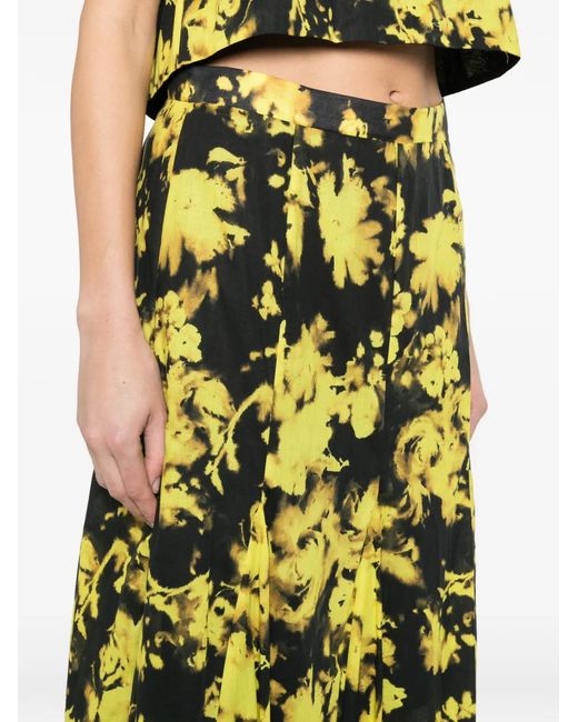Erika Cavallini Semi Couture Yellow Floral-Pattern Maxi Skirt