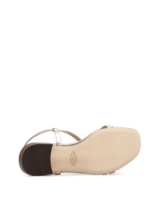 Tod's White Logo-plaque Leather Sandals