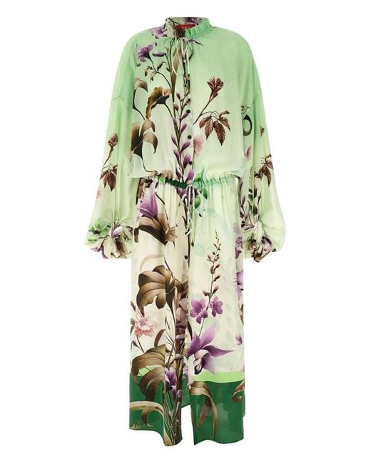 F.R.S For Restless Sleepers Green Cenide Ruffled Floral-Print Maxi Dress