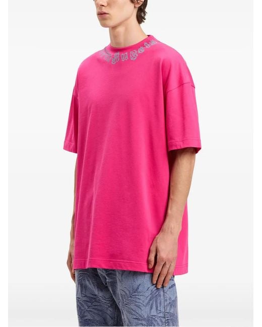 Palm Angels T-Shirt Met Logo in het Pink voor heren