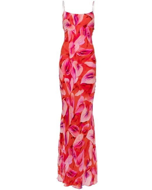 Slip dress Ninfea con estampado floral ANDAMANE de color Red