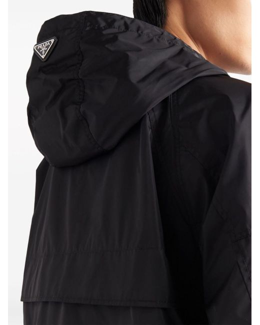 Prada Black Triangle-logo Hooded Jacket for men