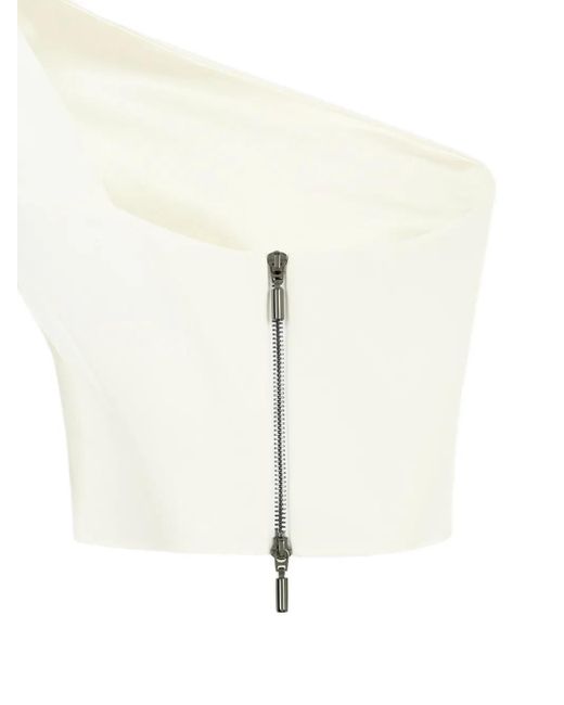Maticevski White One-Shoulder Crop Top