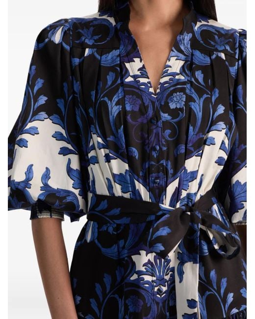 Alice + Olivia Cora Mini-Jurk Met Pofmouwen in het Blue