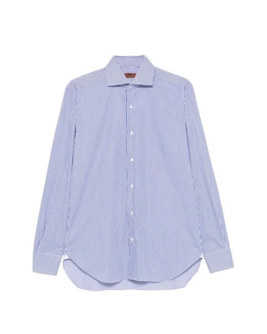 Barba Napoli Purple Striped-Pattern Spread-Collar Shirt for men