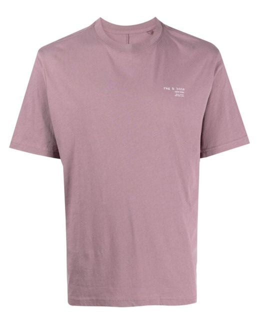 Rag & Bone Katoenen T-shirt Met Logoprint in het Pink voor heren