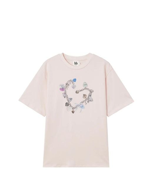 B+ AB Pink Charm-Print T-Shirt