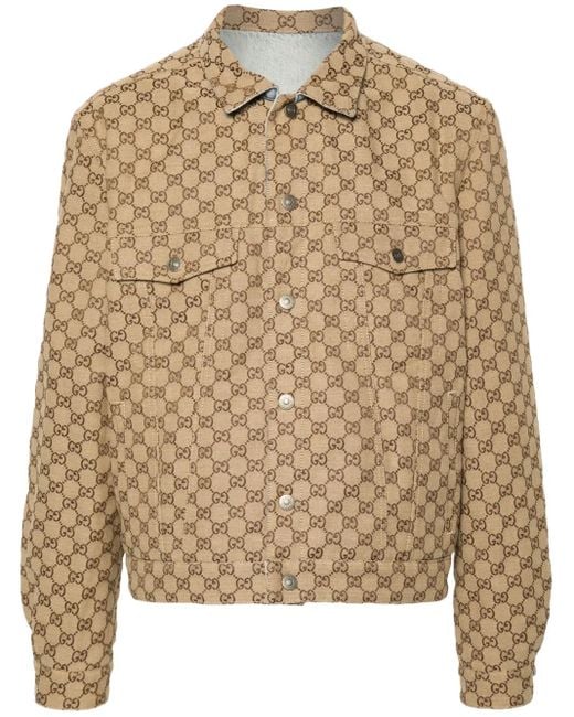 Gucci Gg Canvas Reversible Denim Jacket in Natural for Men | Lyst