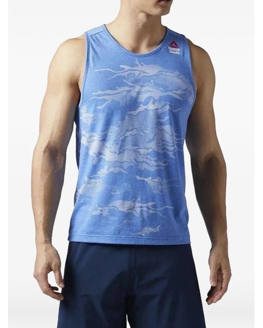 Reebok Blue Crossfit Burnout Tank Top for men