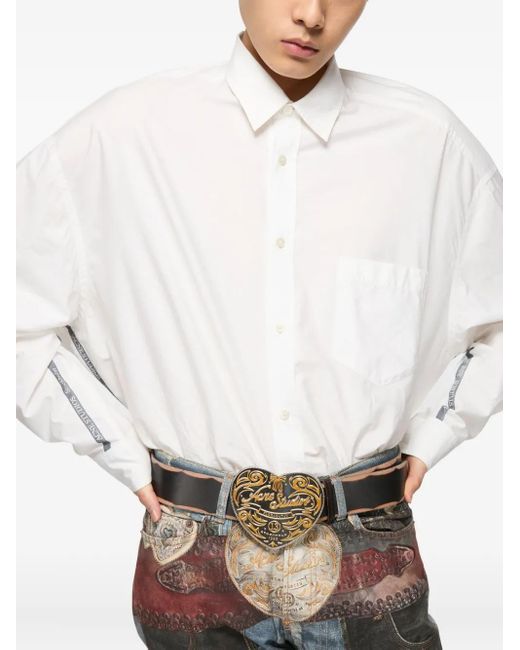 Acne White Logo-Detail Cotton Shirt for men